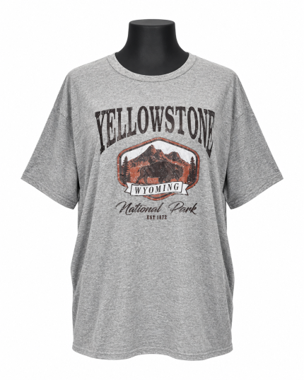تی‌شرت زنانه طوسی طرح Yellowstone یقه گرد